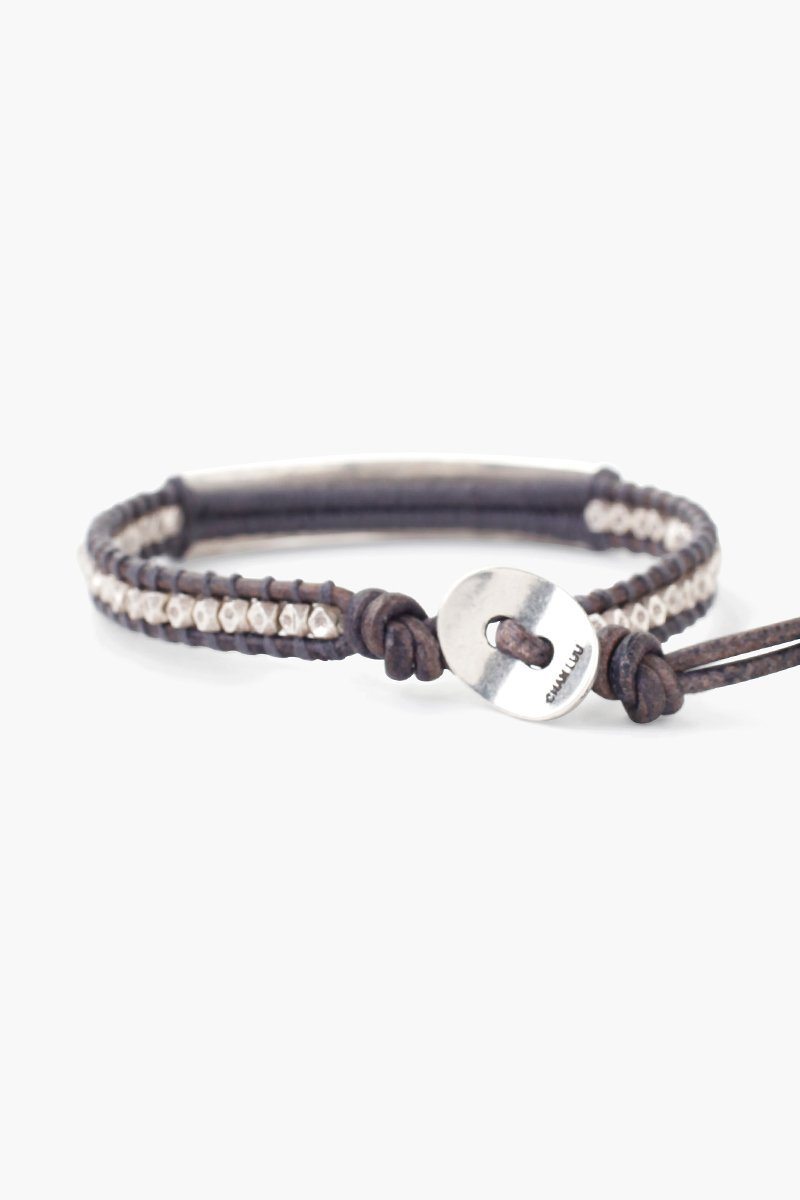 Chan Luu Natural Grey Bar Pendant Single Wrap Bracelet Belle Blu