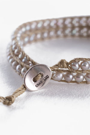 Chan Luu Grey Pearl 12" Wrap Bracelet