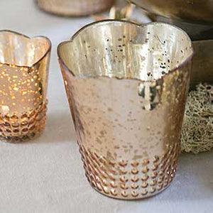 Rose Gold Vintage Inspired Mercury Glass Votive