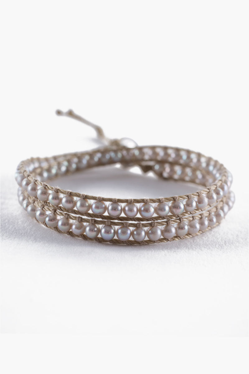 Chan Luu Grey Pearl 12" Wrap Bracelet