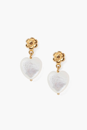 Chan Luu Tiered Flower And White Mother Of Pearl Heart Earrings