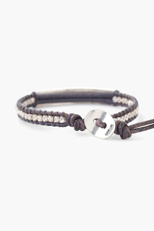 Chan Luu Natural Grey Bar Pendant Single Wrap Bracelet