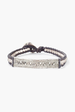 Chan Luu Natural Grey Bar Pendant Single Wrap Bracelet