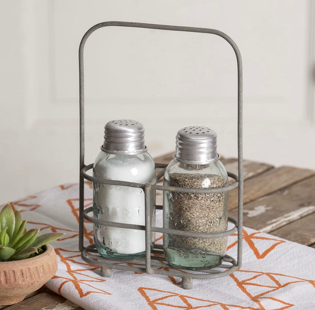 Simple Salt & Pepper Carrier with Shakers - sold in sets of two